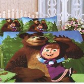 На фото Комплект постельного белья Love you Маша и медведь 150х220 см 4шт Детский Разноцветные (TD 233)